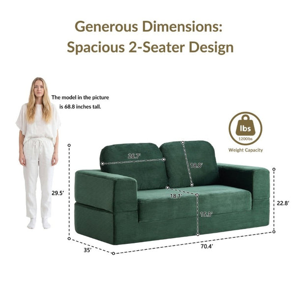 English Elm Bone-Free Chenille Memory Foam Sectional Sofa Bed Modular Frameless Lounge for Living Room W3565P439603