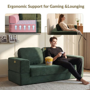 English Elm Bone-Free Chenille Memory Foam Sectional Sofa Bed Modular Frameless Lounge for Living Room W3565P439603