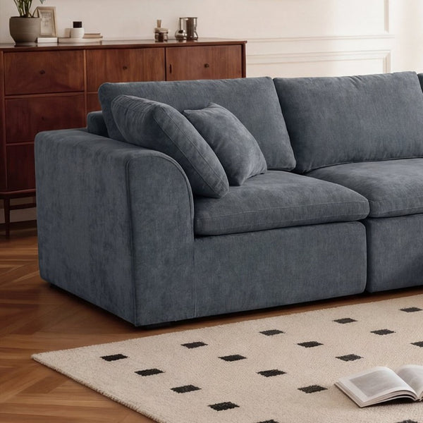 English Elm Modern Corduroy Sectional Sofa with Reversible Chaise for Living Room or Bedroom DARK GREY - B W3565S00011