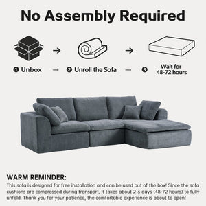 English Elm Modern Corduroy Sectional Sofa with Reversible Chaise for Living Room or Bedroom DARK GREY - B W3565S00011