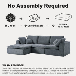English Elm Modern Corduroy Sectional Sofa with Reversible Chaise for Living Room or Bedroom DARK GREY - A W3565S00012