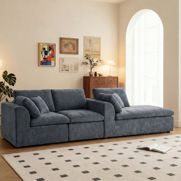 English Elm Modern Corduroy Sectional Sofa with Reversible Chaise for Living Room or Bedroom DARK GREY - A W3565S00012