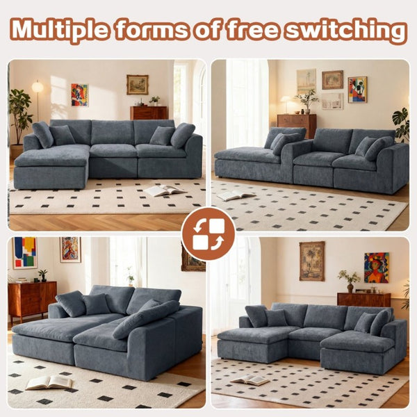 English Elm Modern Corduroy Sectional Sofa with Reversible Chaise for Living Room or Bedroom DARK GREY - A W3565S00012