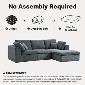 English Elm Modern Corduroy L-Shaped Sectional Sofa Reversible Chaise Minimalist Living Room W3565S00013