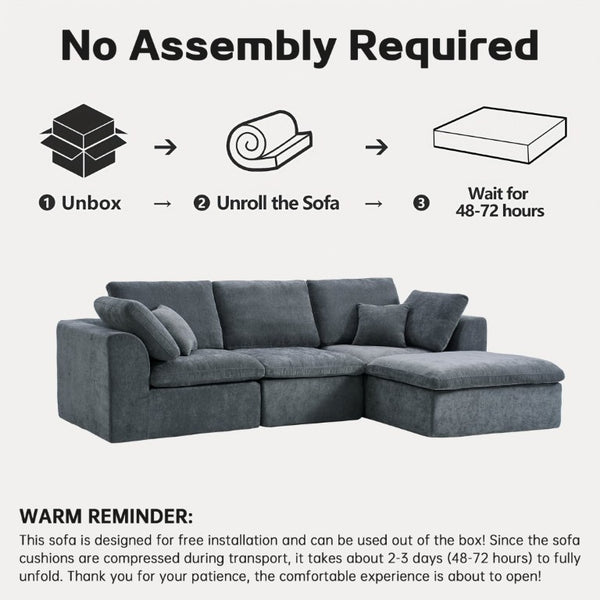 English Elm Modern Corduroy L-Shaped Sectional Sofa Reversible Chaise Minimalist Living Room W3565S00013
