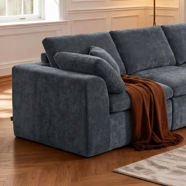 English Elm Modern Corduroy L-Shaped Sectional Sofa Reversible Chaise Minimalist Living Room W3565S00013