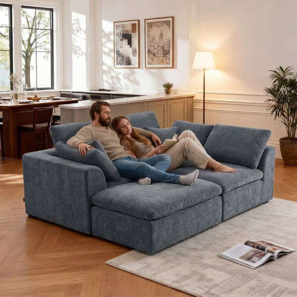 English Elm Modern Corduroy L-Shaped Sectional Sofa Reversible Chaise Minimalist Living Room W3565S00013