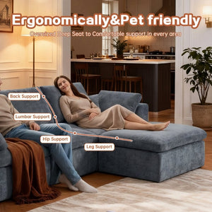 English Elm Modern Corduroy L-Shaped Sectional Sofa Reversible Chaise Minimalist Living Room W3565S00013