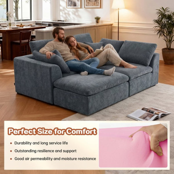 English Elm Modern Corduroy L-Shaped Sectional Sofa Reversible Chaise Minimalist Living Room W3565S00013