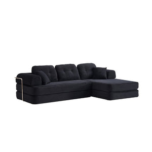 English Elm 104 Inch Boneless Chenille Sectional with Chaise Memory Foam Cloud Seating for Living Room Antique Black W3565S00025
