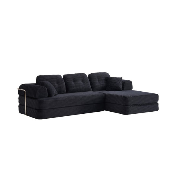 English Elm 104 Inch Boneless Chenille Sectional with Chaise Memory Foam Cloud Seating for Living Room Antique Black W3565S00025
