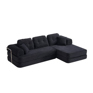 English Elm 104 Inch Boneless Chenille Sectional with Chaise Memory Foam Cloud Seating for Living Room Antique Black W3565S00025