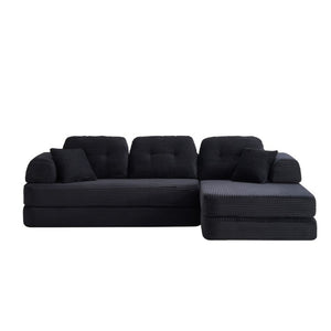 English Elm 104 Inch Boneless Chenille Sectional with Chaise Memory Foam Cloud Seating for Living Room Antique Black W3565S00025