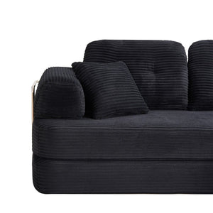 English Elm 104 Inch Boneless Chenille Sectional with Chaise Memory Foam Cloud Seating for Living Room Antique Black W3565S00025