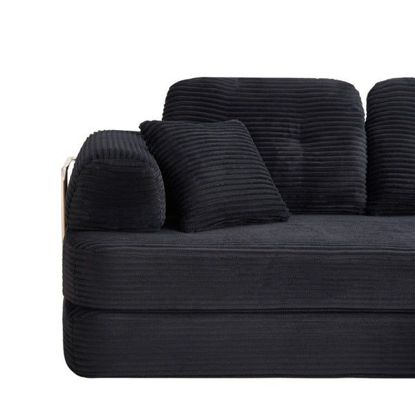 English Elm 104 Inch Boneless Chenille Sectional with Chaise Memory Foam Cloud Seating for Living Room Antique Black W3565S00025