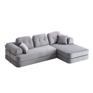 English Elm 104 Inch Boneless Chenille Sectional with Chaise Memory Foam Cloud Seating for Living Room Antique Grey W3565S00027