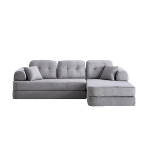 English Elm 104 Inch Boneless Chenille Sectional with Chaise Memory Foam Cloud Seating for Living Room Antique Grey W3565S00027