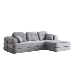 English Elm 104 Inch Boneless Chenille Sectional with Chaise Memory Foam Cloud Seating for Living Room Antique Grey W3565S00027