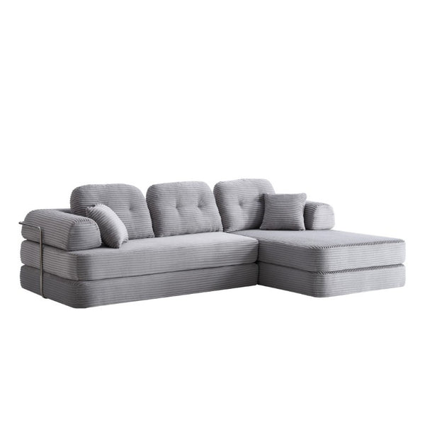 English Elm 104 Inch Boneless Chenille Sectional with Chaise Memory Foam Cloud Seating for Living Room Antique Grey W3565S00027
