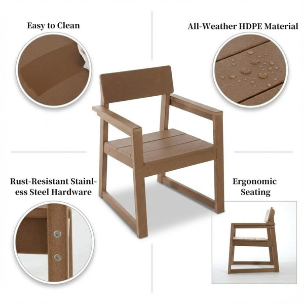 English Elm Hdpe Recycled Lumber Outdoor Dining Armchairs Weather Resistant Patio Seating for Deck W3566P342701