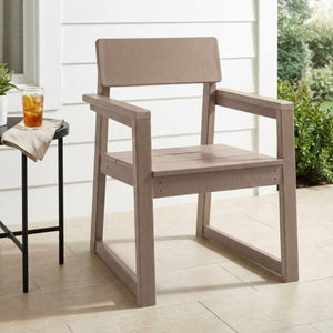 English Elm Antique Wood Tone HDPE Outdoor Armchair Modernist Recycled Lumber Patio Seating W3566P342702
