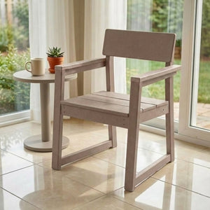 English Elm Antique Wood Tone HDPE Outdoor Armchair Modernist Recycled Lumber Patio Seating W3566P342702