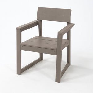 English Elm Antique Wood Tone HDPE Outdoor Armchair Modernist Recycled Lumber Patio Seating W3566P342702