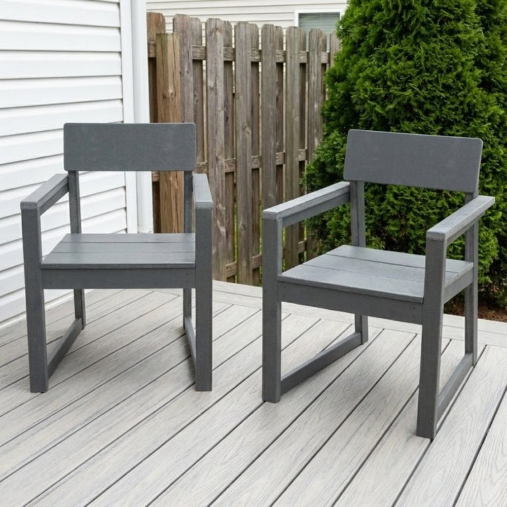 English Elm Grey Recycled HDPE Outdoor Armchair Weatherproof Modernist Patio Seating for Garden W3566P342833