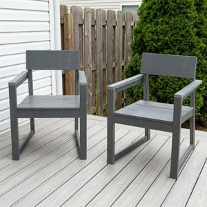 English Elm Grey Recycled HDPE Outdoor Armchair Weatherproof Modernist Patio Seating for Garden W3566P342833