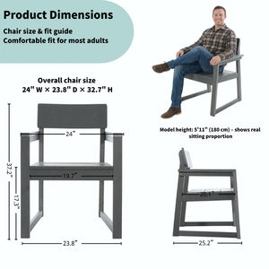 English Elm Grey Recycled HDPE Outdoor Armchair Weatherproof Modernist Patio Seating for Garden W3566P342833