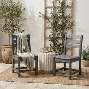 English Elm Set of 2 Outdoor Hdpe Armless Dining Chairs Uv Resistant All Weather Patio Seating Gray W3566P437101