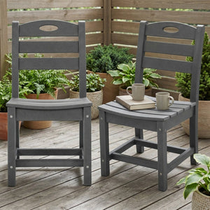 English Elm Set of 2 Outdoor Hdpe Armless Dining Chairs Uv Resistant All Weather Patio Seating Gray W3566P437101
