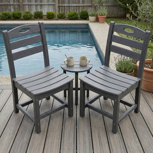 English Elm Set of 2 Outdoor Hdpe Armless Dining Chairs Uv Resistant All Weather Patio Seating Gray W3566P437101