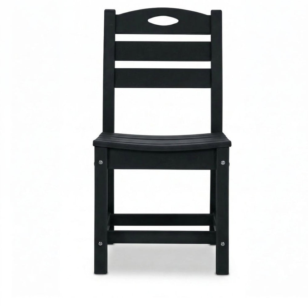 English Elm Set of 2 Outdoor Hdpe Armless Dining Chairs Uv Resistant All Weather Patio Seating Black W3566P437104