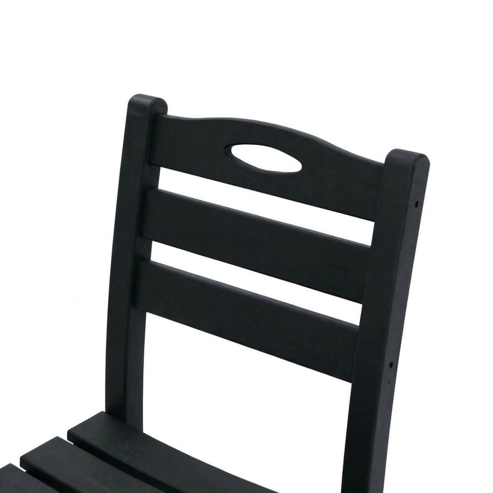 English Elm Set of 2 Outdoor Hdpe Armless Dining Chairs Uv Resistant All Weather Patio Seating Black W3566P437104