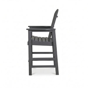 English Elm Hdpe Recycled Lumber Bar Height Adirondack Chair with Built-in Cup Holder Outdoor Patio Gray W3566P454873