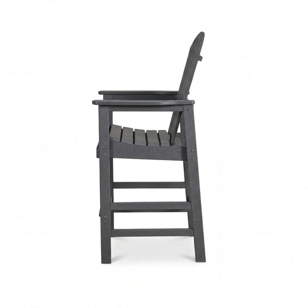 English Elm Hdpe Recycled Lumber Bar Height Adirondack Chair with Built-in Cup Holder Outdoor Patio Gray W3566P454873