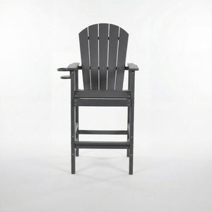 English Elm Hdpe Recycled Lumber Bar Height Adirondack Chair with Built-in Cup Holder Outdoor Patio Gray W3566P454873