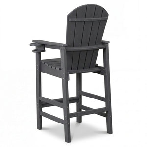 English Elm Hdpe Recycled Lumber Bar Height Adirondack Chair with Built-in Cup Holder Outdoor Patio Gray W3566P454873
