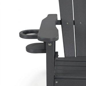English Elm Hdpe Recycled Lumber Bar Height Adirondack Chair with Built-in Cup Holder Outdoor Patio Gray W3566P454873