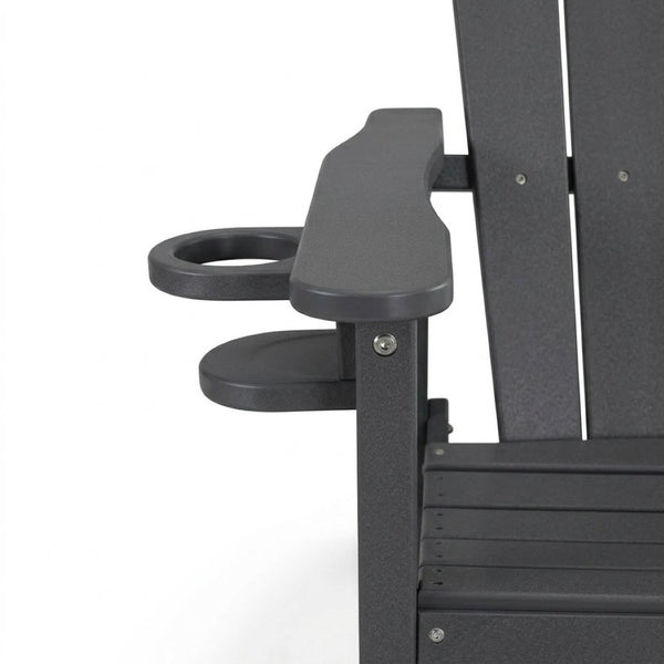 English Elm Hdpe Recycled Lumber Bar Height Adirondack Chair with Built-in Cup Holder Outdoor Patio Gray W3566P454873