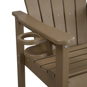 English Elm Hdpe Recycled Lumber Bar Height Adirondack Chair with Built-in Cup Holder Outdoor Patio Antique Brown W3566P454876