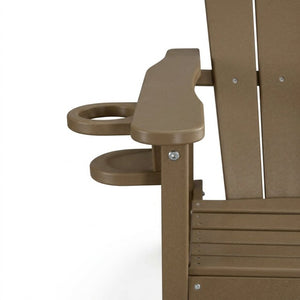 English Elm Hdpe Recycled Lumber Bar Height Adirondack Chair with Built-in Cup Holder Outdoor Patio Antique Brown W3566P454876