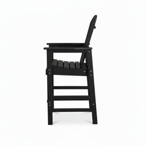 English Elm Hdpe Recycled Lumber Bar Height Adirondack Chair with Built-in Cup Holder Outdoor Patio Black W3566P454877