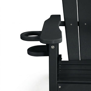English Elm Hdpe Recycled Lumber Bar Height Adirondack Chair with Built-in Cup Holder Outdoor Patio Black W3566P454877