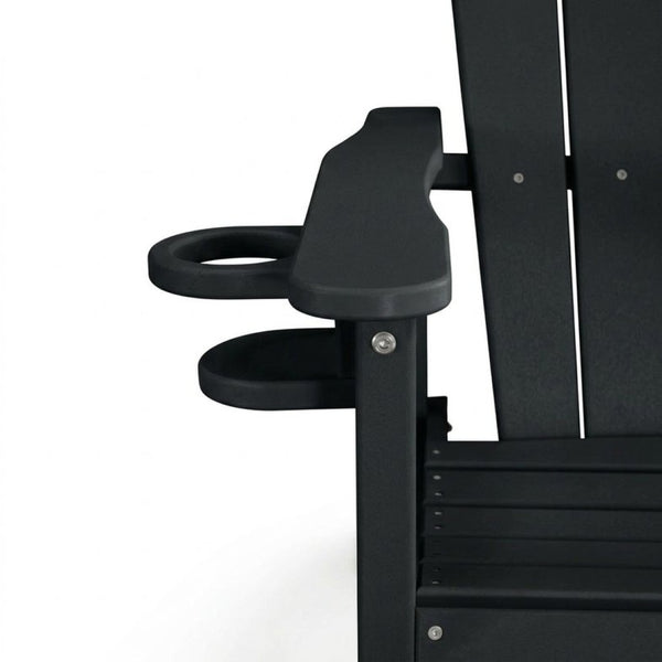 English Elm Hdpe Recycled Lumber Bar Height Adirondack Chair with Built-in Cup Holder Outdoor Patio Black W3566P454877