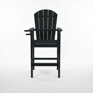 English Elm Hdpe Recycled Lumber Bar Height Adirondack Chair with Built-in Cup Holder Outdoor Patio Black W3566P454877