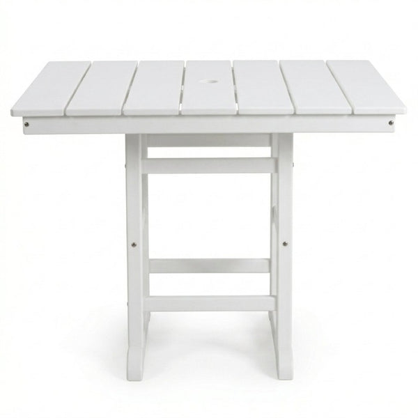English Elm 1-piece Folding Square Outdoor Dining Table Hdpe Weather Resistant Patio Deck White W3566P466781