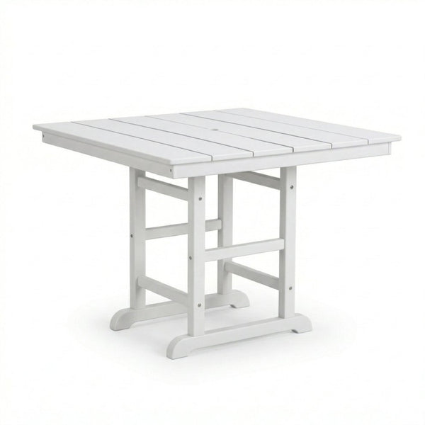English Elm 1-piece Folding Square Outdoor Dining Table Hdpe Weather Resistant Patio Deck White W3566P466781