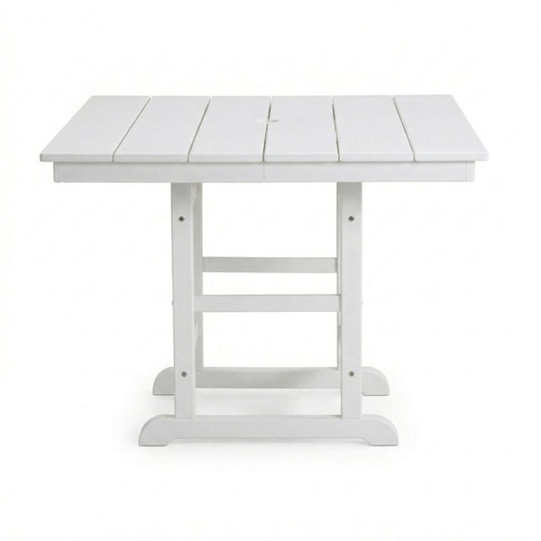English Elm 1-piece Folding Square Outdoor Dining Table Hdpe Weather Resistant Patio Deck White W3566P466781